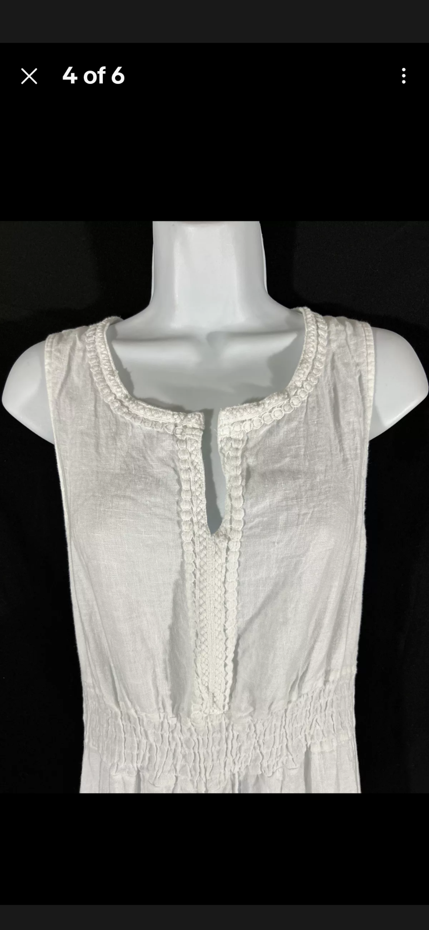Terzo Millennio Maxi Dress, White Linen Beach Cover Made in Italy. Size L
