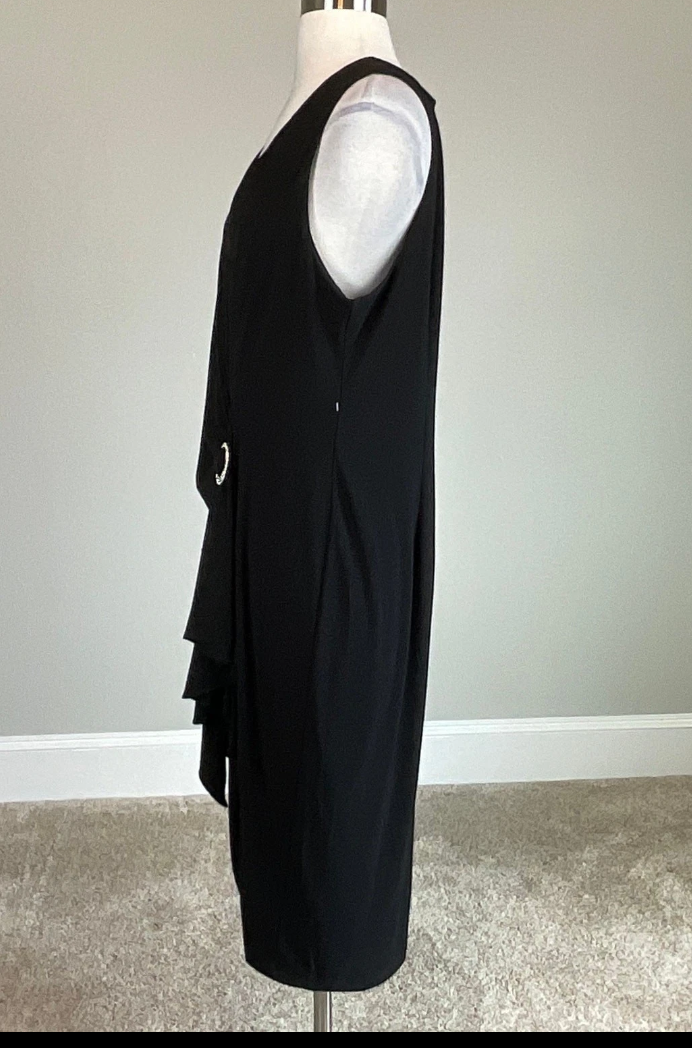 Betsy & Adam Women's Cocktail Dress Size 8 Black Sleeveless Ruffled Sheath. #97 MO