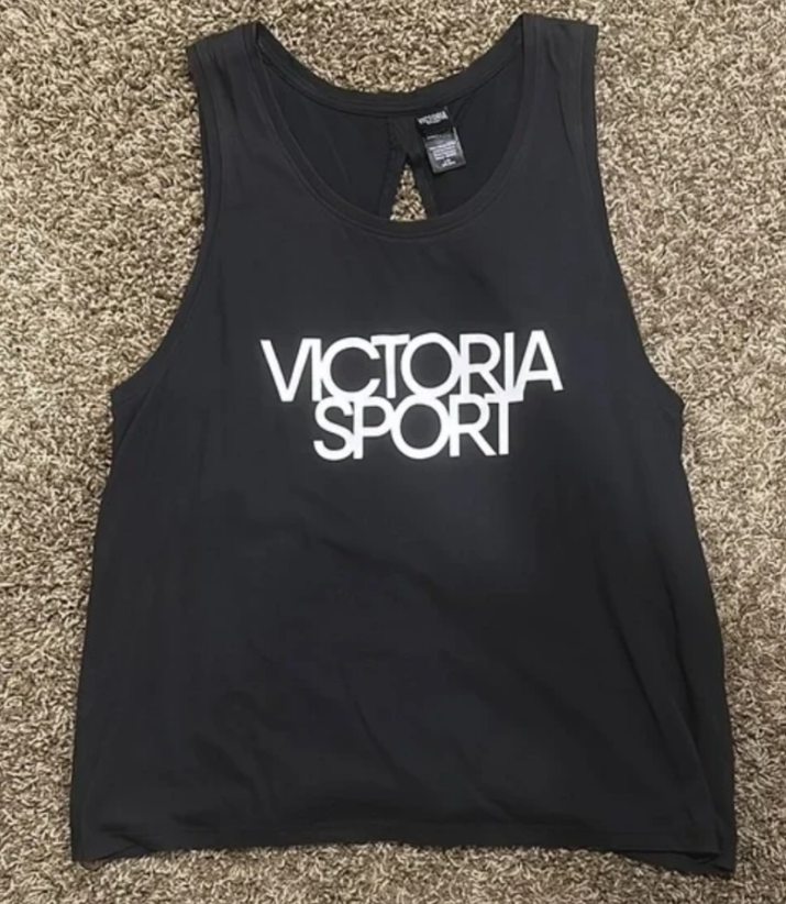 Victoria Sport Black Logo Racerback Tank Top – Size Medium