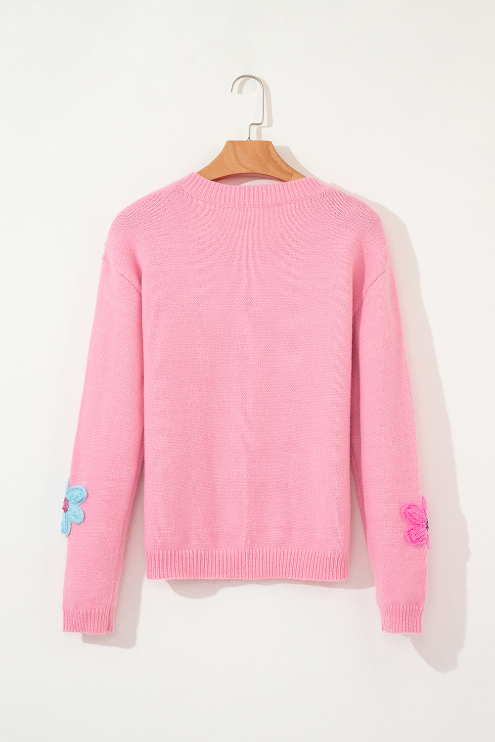 Pink Cute Knitted Floral Pattern Button Up Cardigan - Scarlett's Riverside Boutique