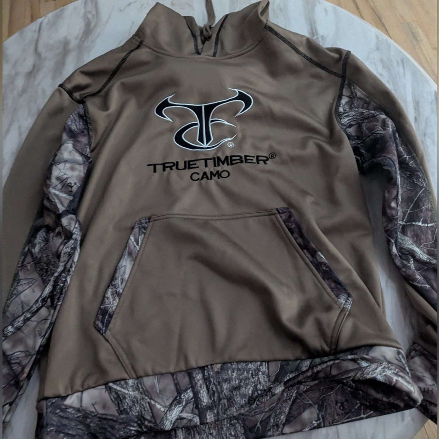 TrueTimber Camo Hoodie | Brown Hunting Pullover | Performance Sweatshirt Sz M#D5