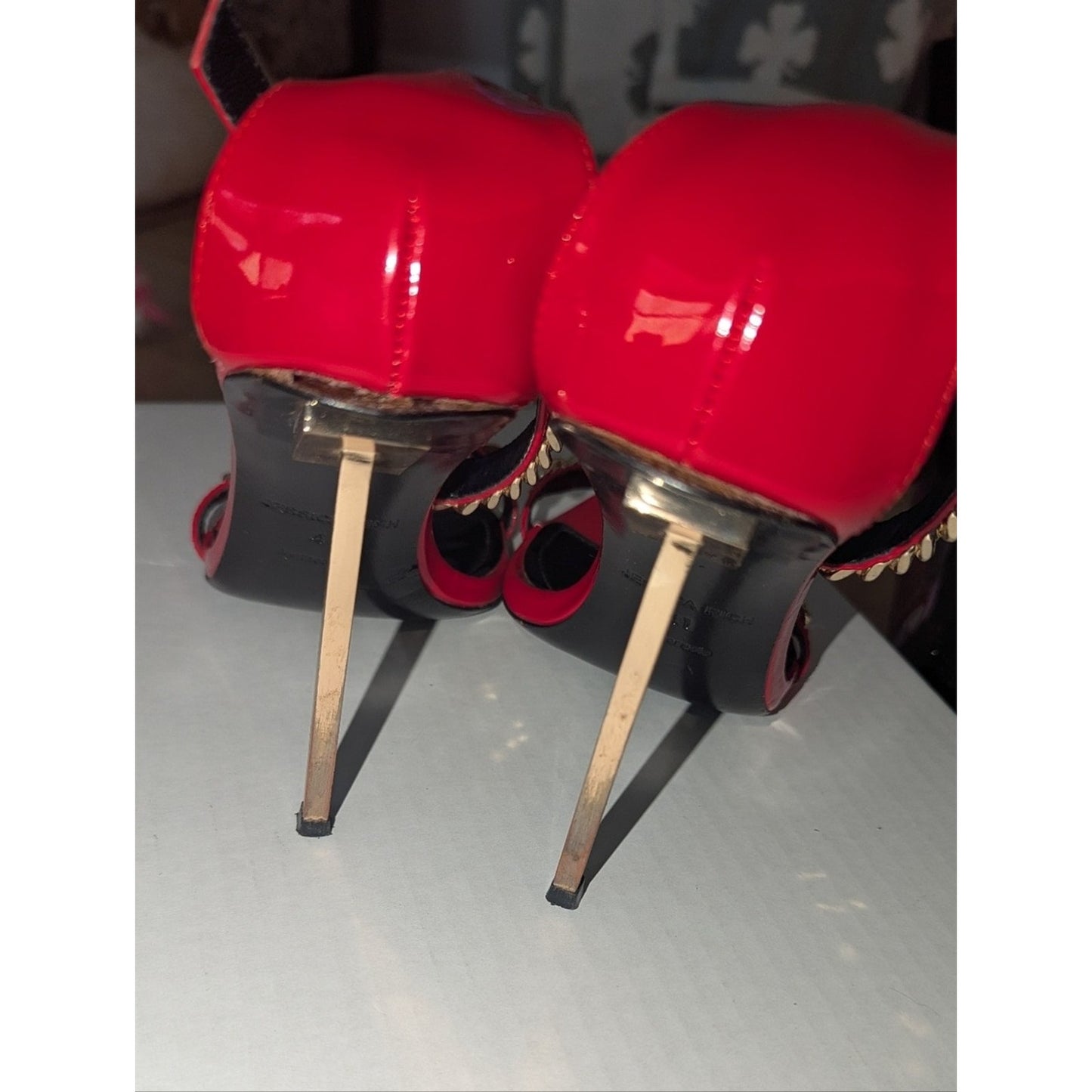 Jessica Rich Red Patent Chain Strap Stiletto Heels Women’s EU 41 Pointed Toe Pum