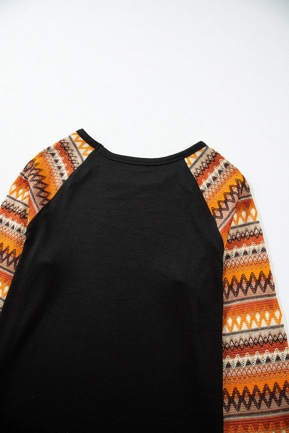 Orange Geo Print Raglan Patchwork Long Sleeve Tee - Scarlett's Riverside Boutique
