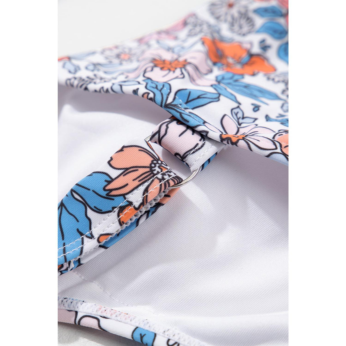 Pink Drawstring Ruched Floral Swim Dress