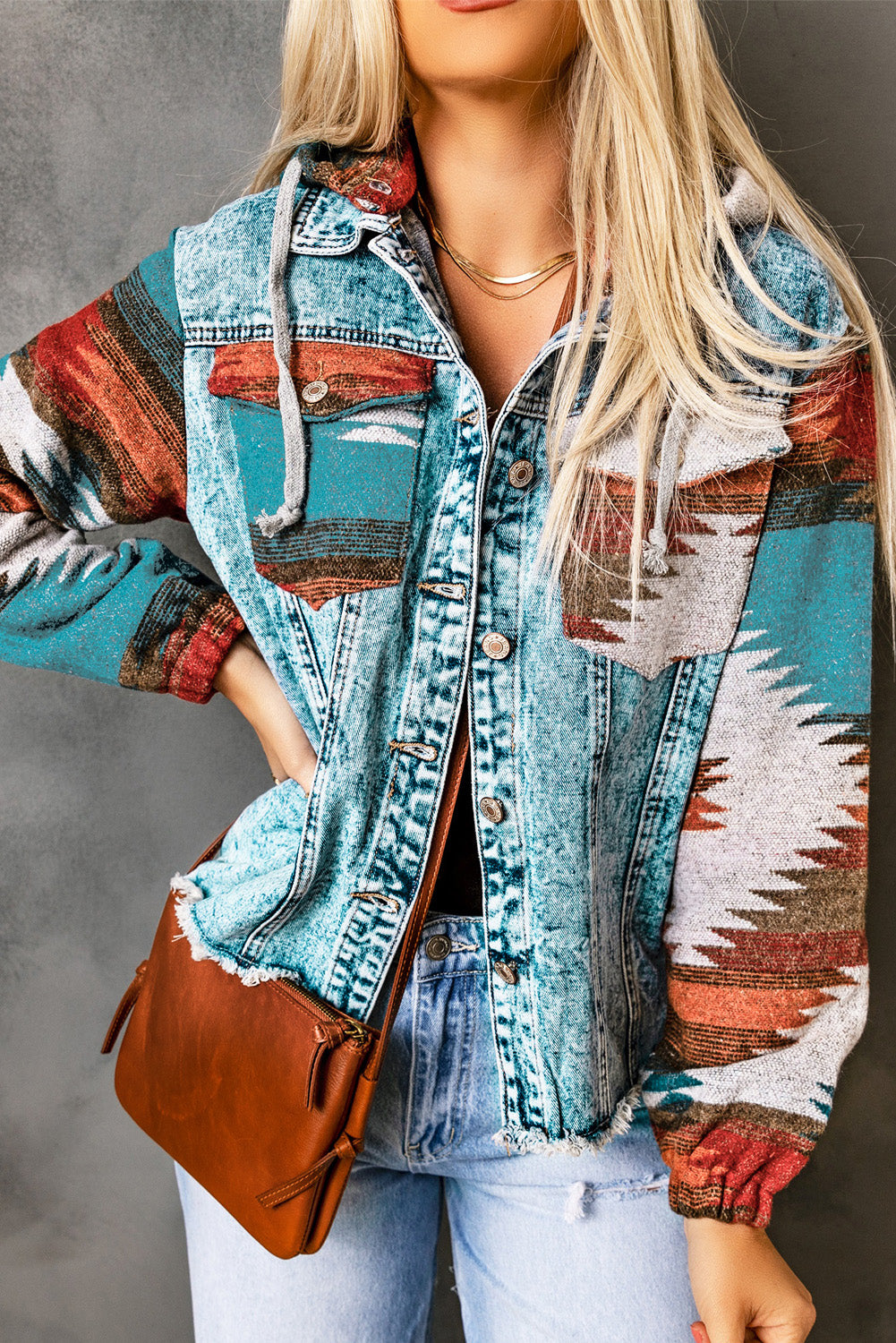 Drawstring Hooded Pocketed Denim Jacket - Scarlett's Riverside Boutique