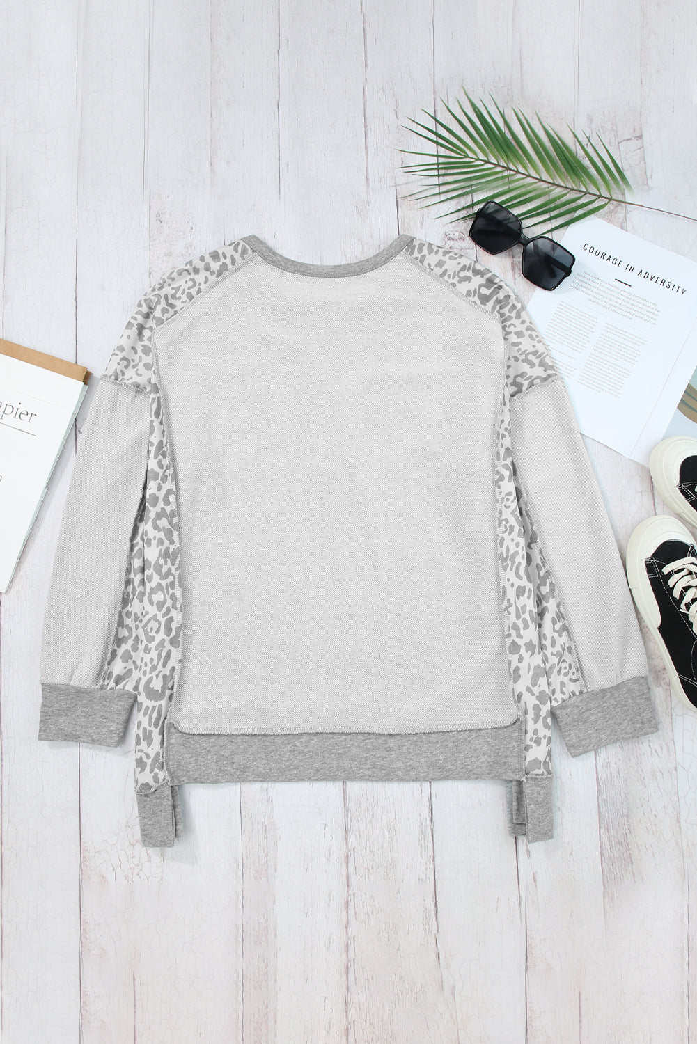 Exposed Seam Leopard Long Sleeve Sweatshirt - Scarlett's Riverside Boutique