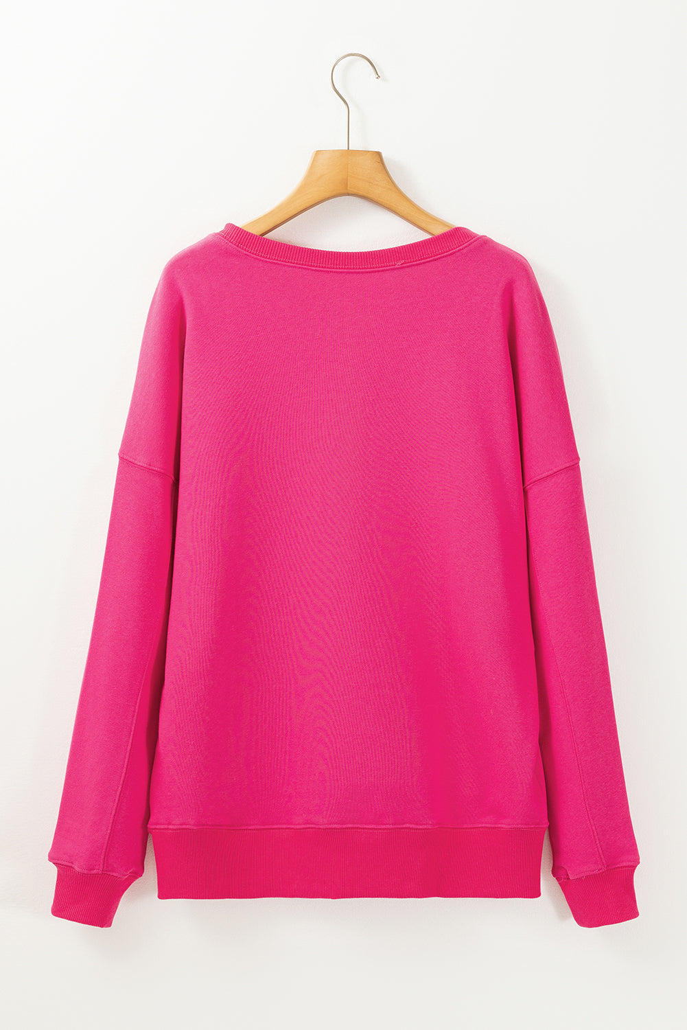 Rose Red Drop Shoulder Crisscross Stitching Pocketed Loose Sweatshirt - Scarlett's Riverside Boutique