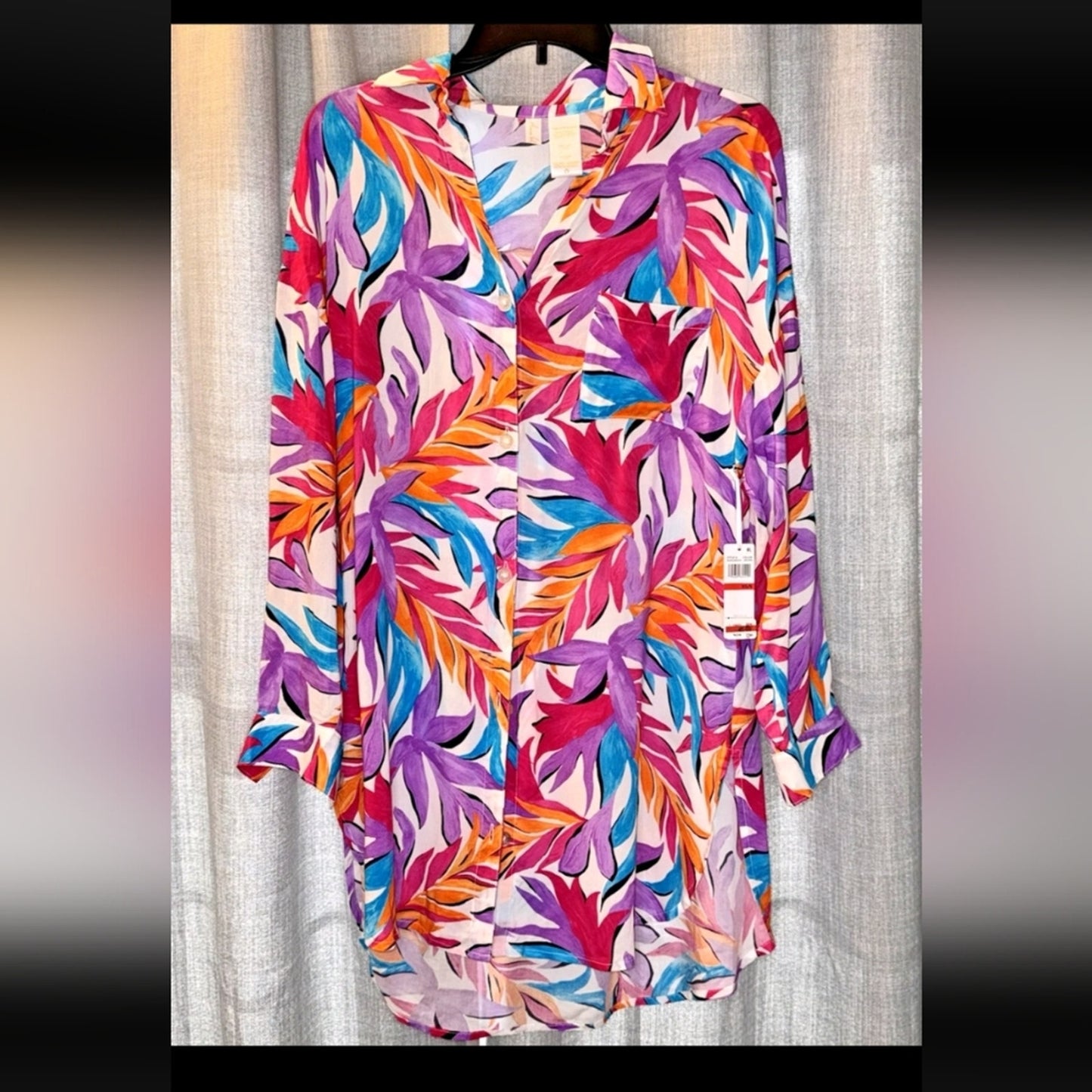 Anne Cole Vibrant Pink and Orange Swim Cover-Up Size M