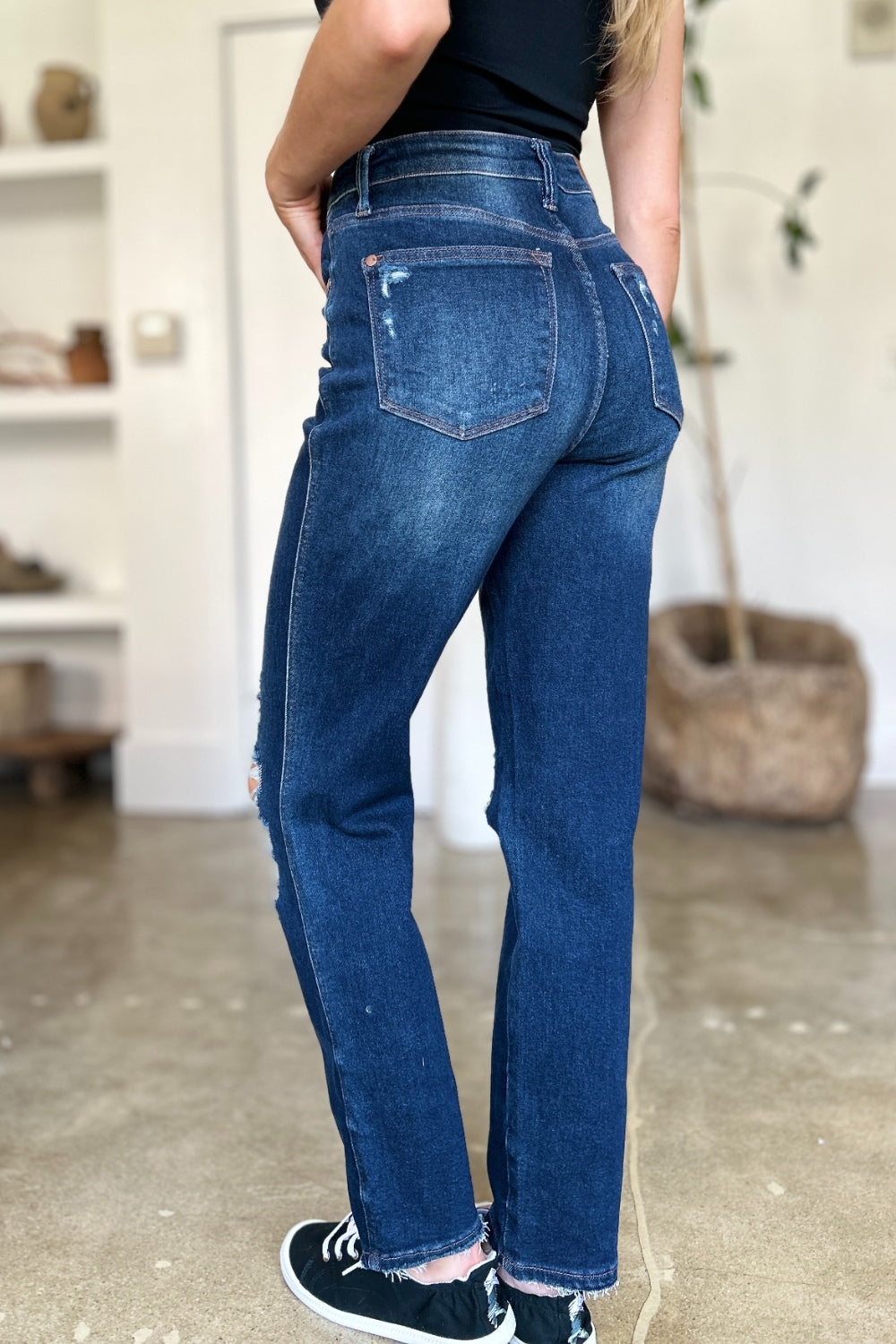 Judy Blue, High Waist destroyed denim jeans. Inseam 30" - Scarlett's Riverside Boutique