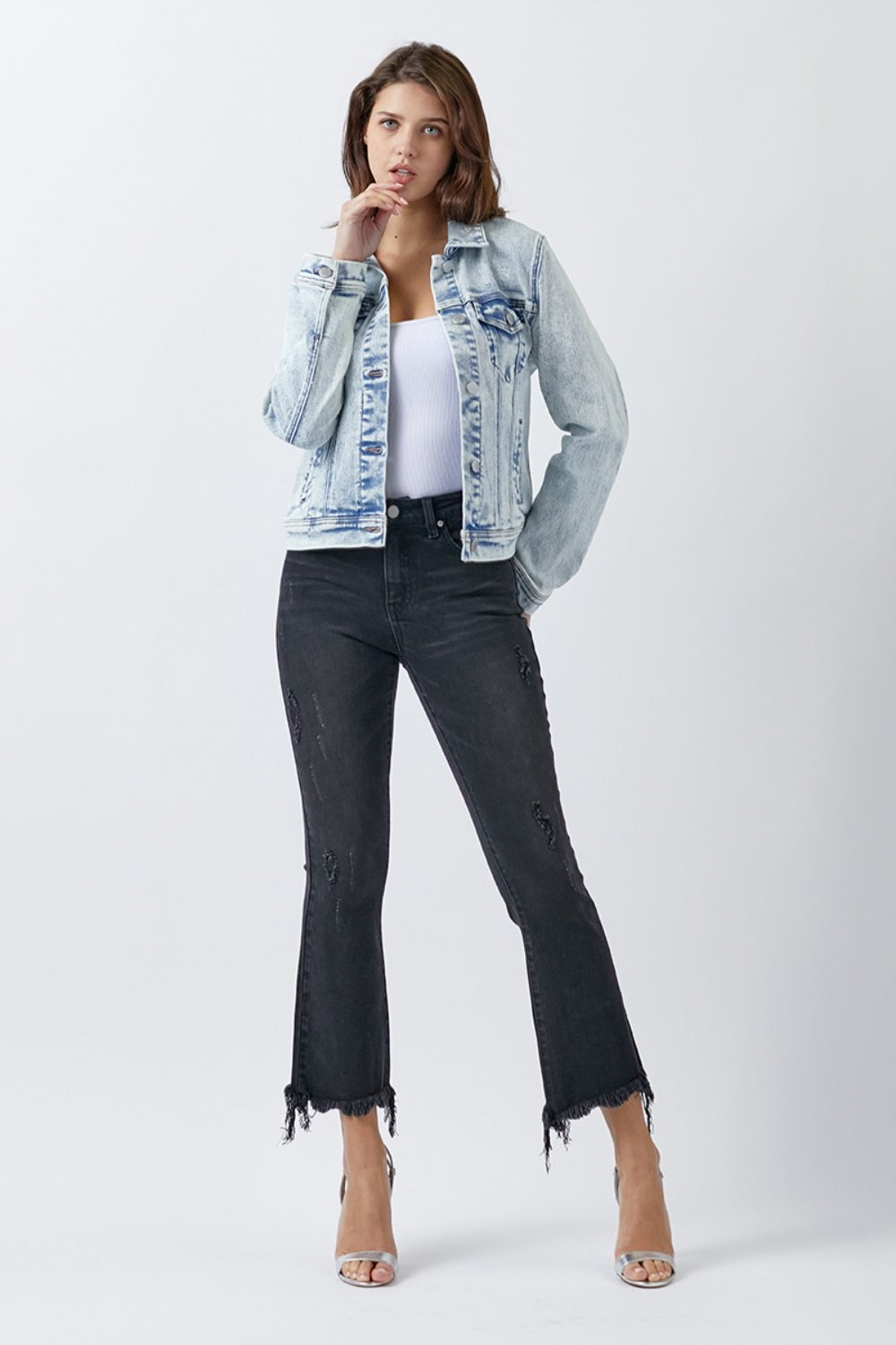 RISEN Button Up Washed Denim Jacket - Scarlett's Riverside Boutique