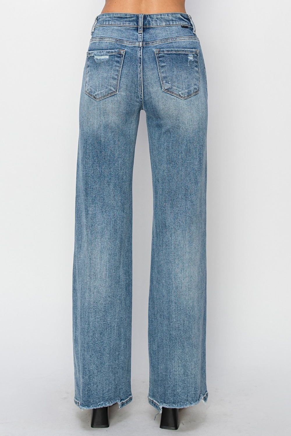 RISEN Full Size High Waist Distressed Wide Leg Jeans - Scarlett's Riverside Boutique