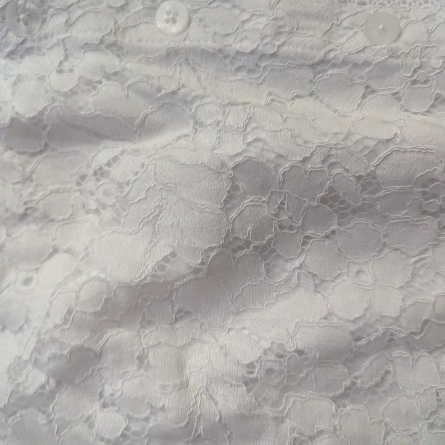White Lace Button Front Blouse S. M V Neck Short Sleeve Romantic Top. #C22