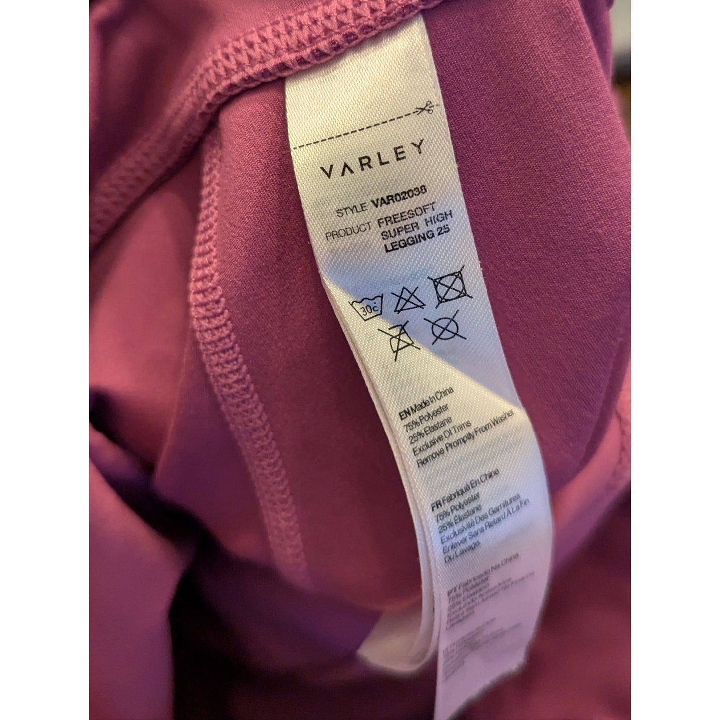 Varley Freesoft Super High 25 Leggings Pink High Rise Athletic Yoga Activewear Pants