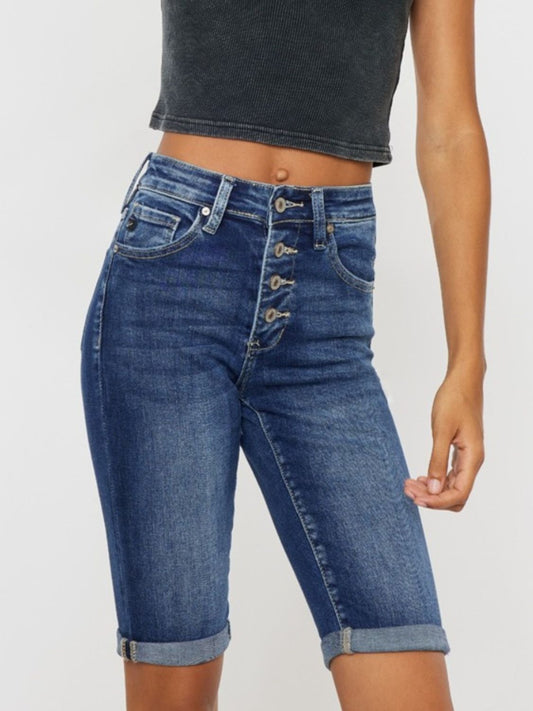 Kancan Full Size Cat's Whiskers Button Fly Denim Shorts - Scarlett's Riverside Boutique