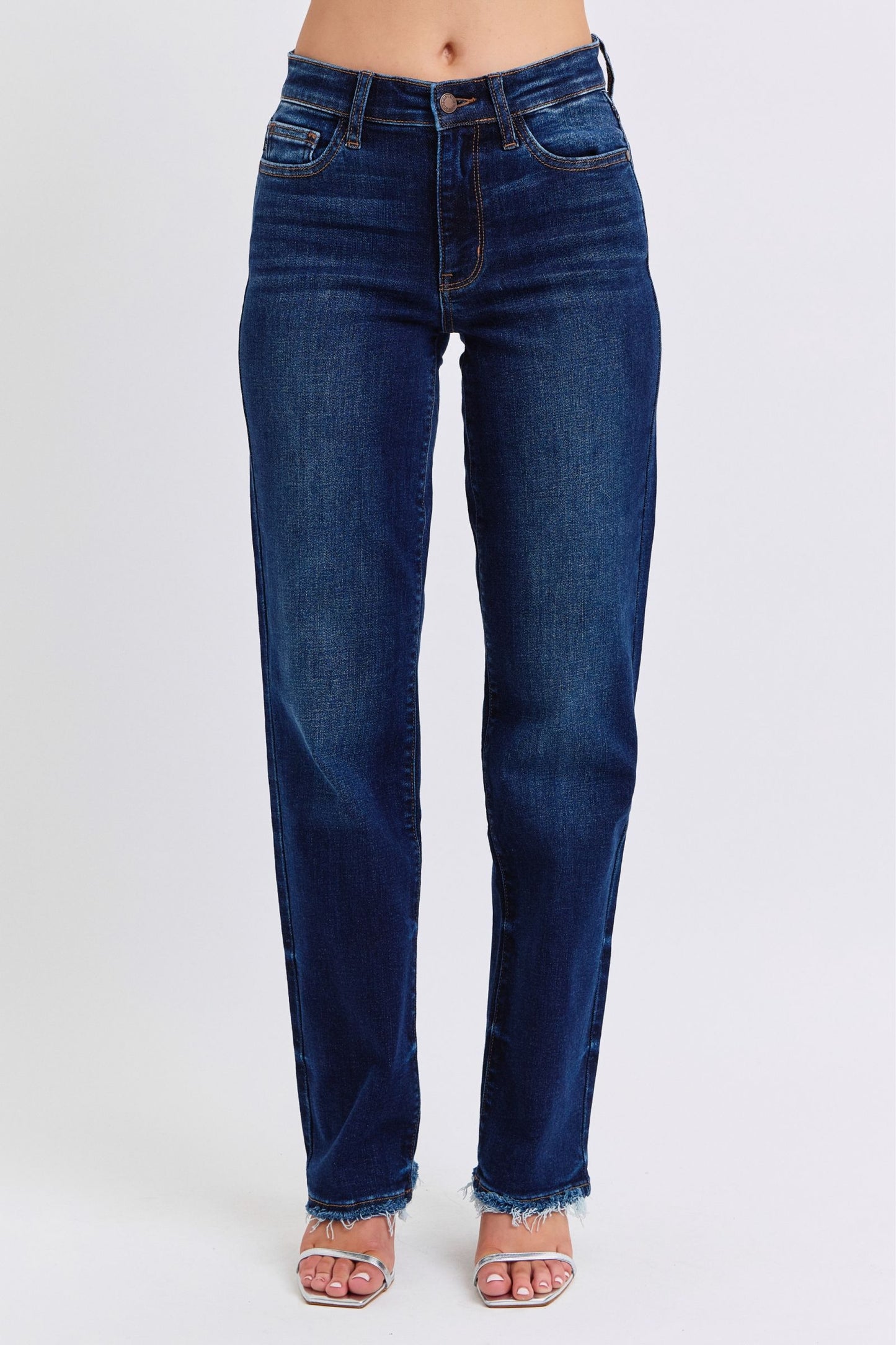 Judy Blue Full Size Raw Hem Straight Leg Jeans - Scarlett's Riverside Boutique