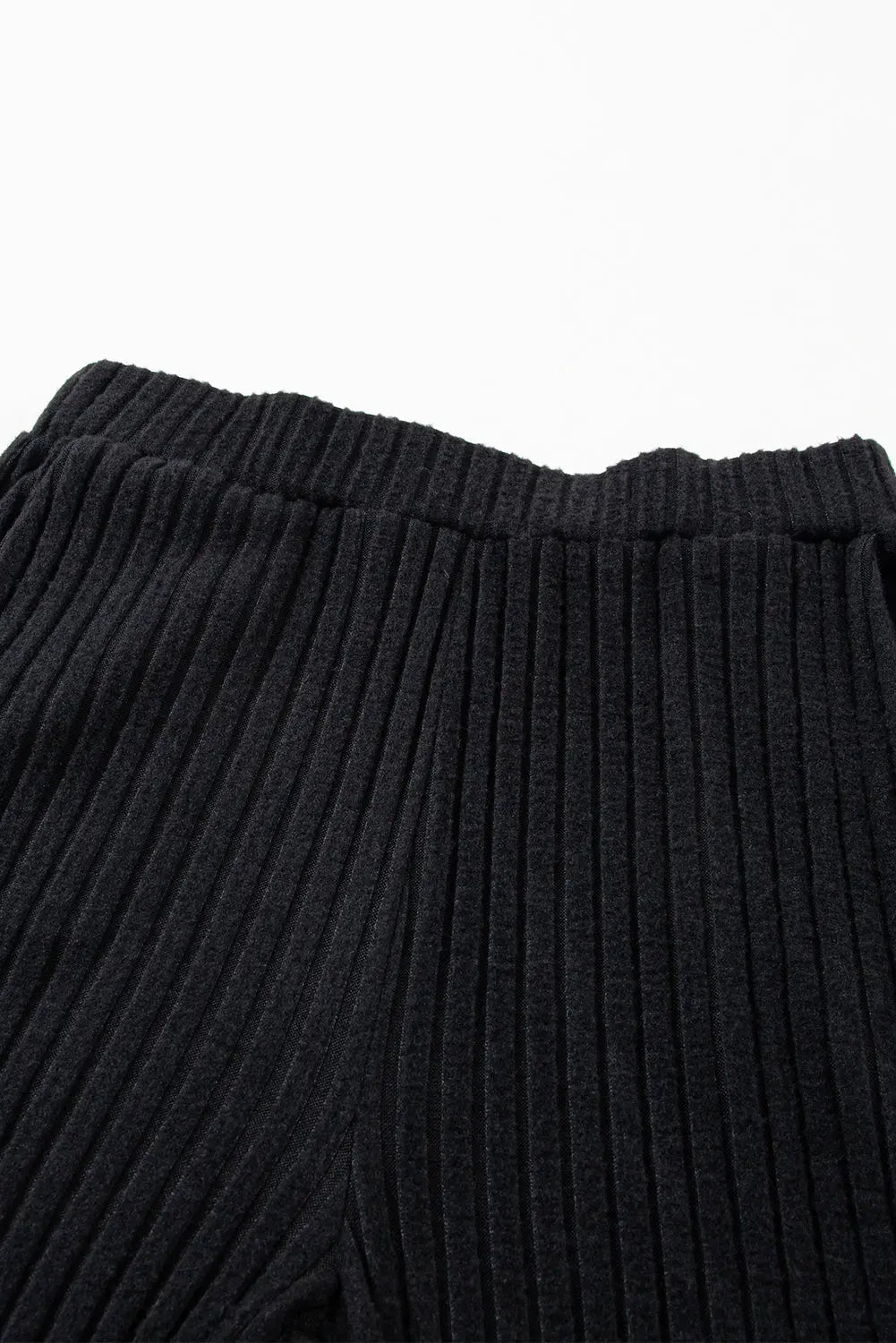 Black Ribbed Knit V Neck Slouchy Two-piece Outfit - Scarlett's Riverside Boutique