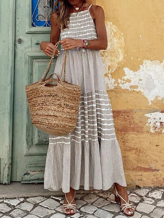 Tiered Striped Sleeveless Cami Dress - Scarlett's Riverside Boutique