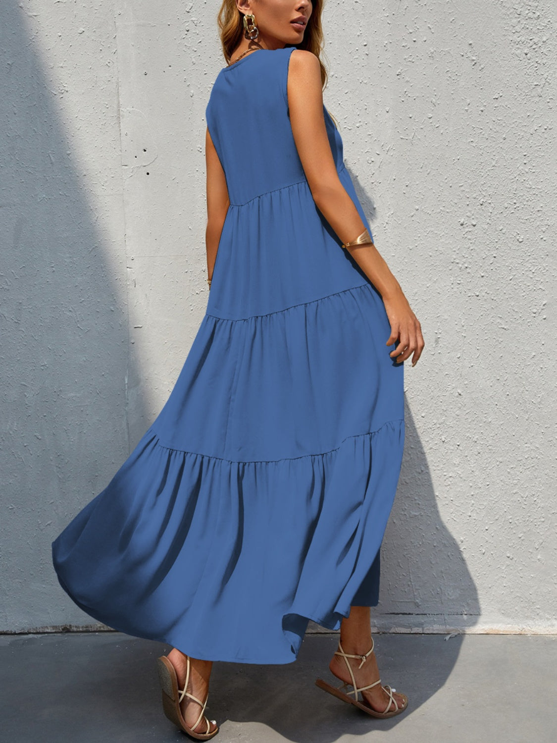 Tiered V-Neck Sleeve Dress - Scarlett's Riverside Boutique