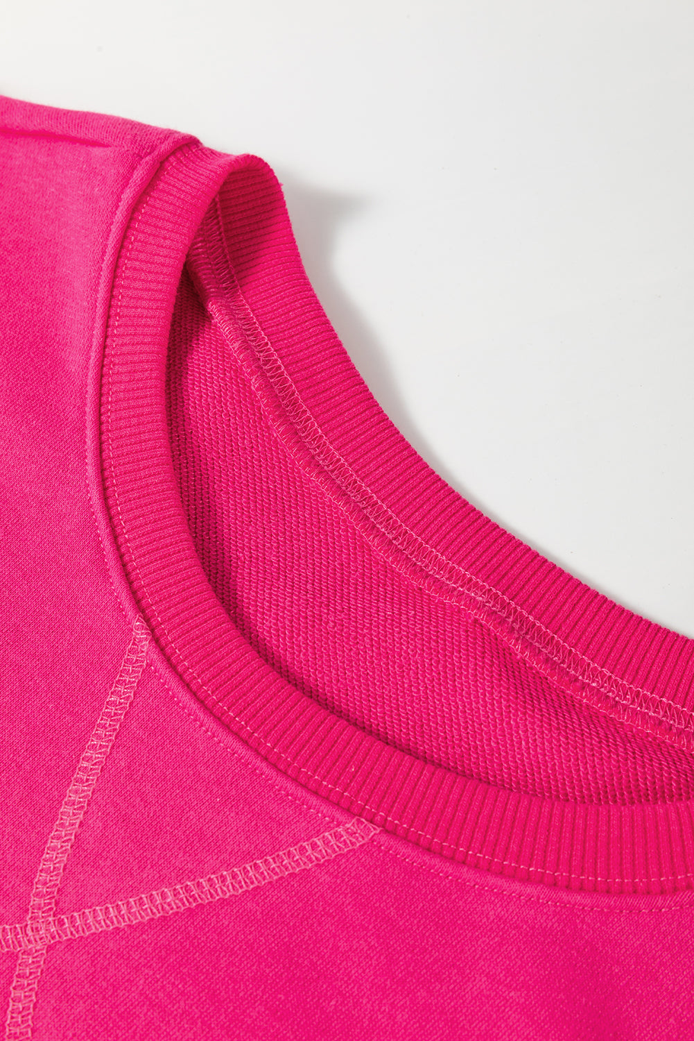 Rose Red Drop Shoulder Crisscross Stitching Pocketed Loose Sweatshirt - Scarlett's Riverside Boutique
