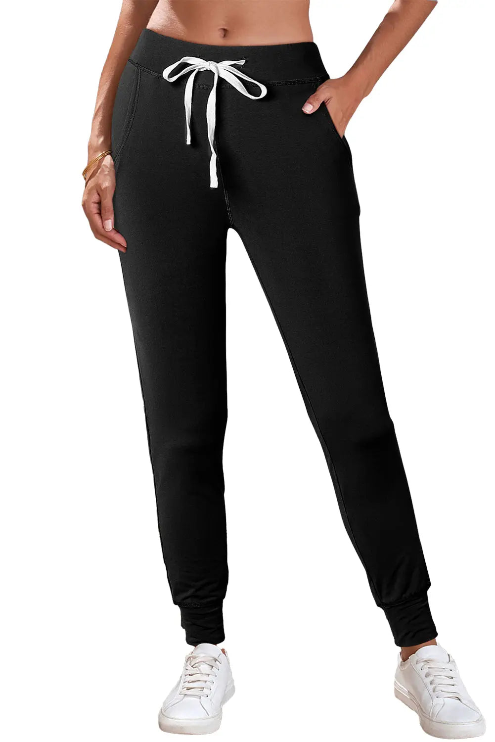 Black Drawstring Waist Pocketed Joggers - Scarlett's Riverside Boutique