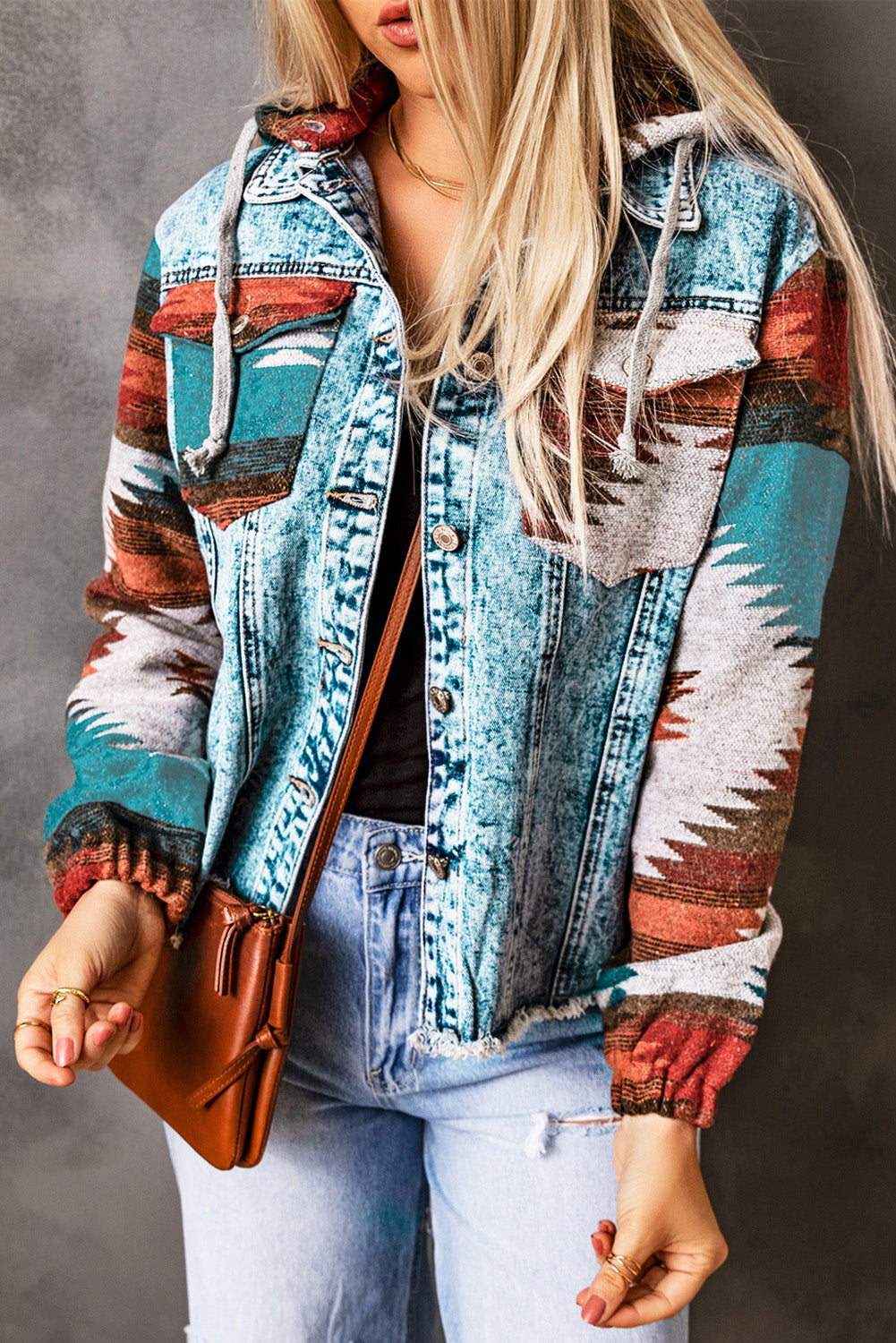 Drawstring Hooded Pocketed Denim Jacket - Scarlett's Riverside Boutique