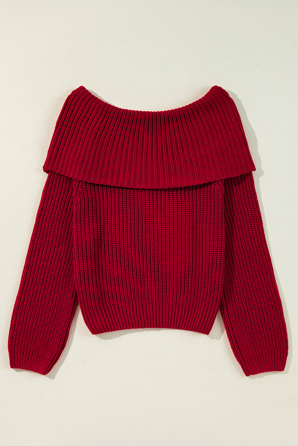 Racing Red Off-the-shoulder Knit Sweater - Scarlett's Riverside Boutique