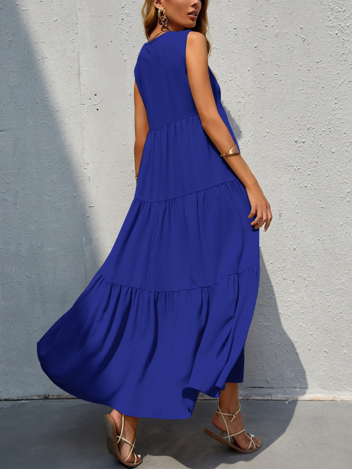 Tiered V-Neck Sleeve Dress - Scarlett's Riverside Boutique