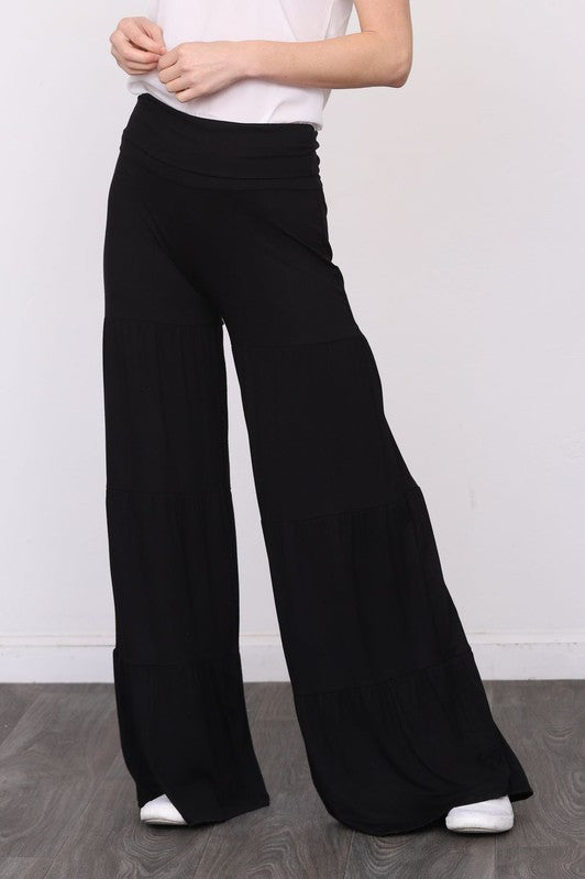 Solid Tiered Wide Leg Pants - Scarlett's Riverside Boutique