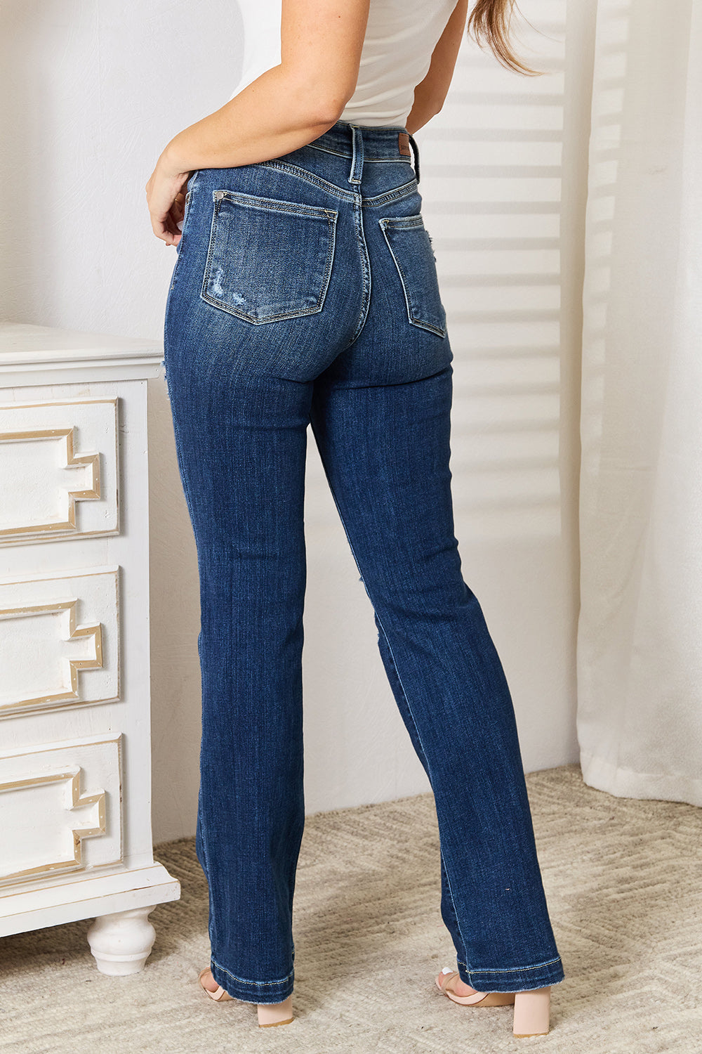 Judy Blue Full Size Mid Rise Hand Sand & Destroy Bootcut Jeans - Scarlett's Riverside Boutique