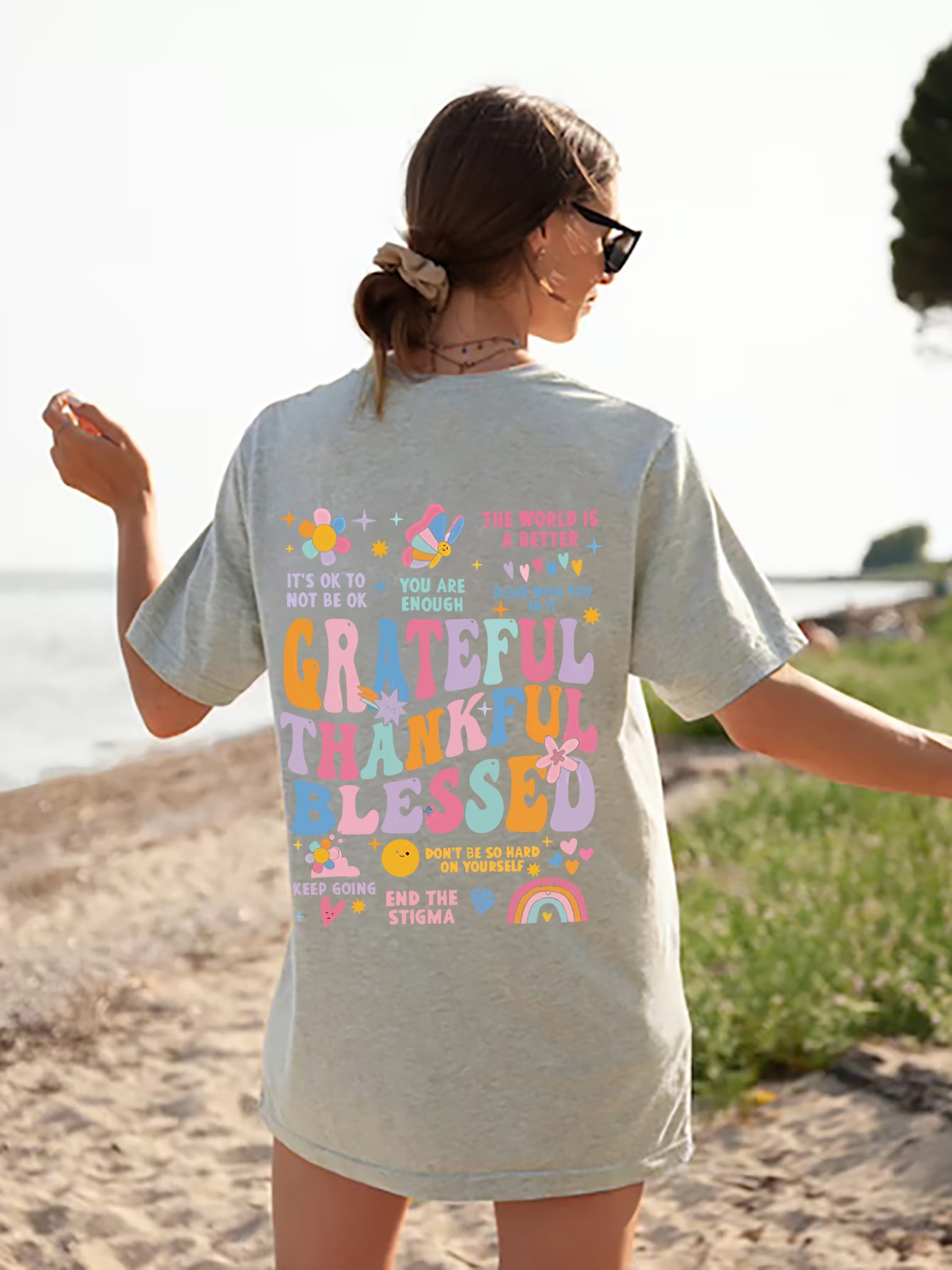 Letter Graphic Round Neck Short Sleeve T-Shirt - Scarlett's Riverside Boutique