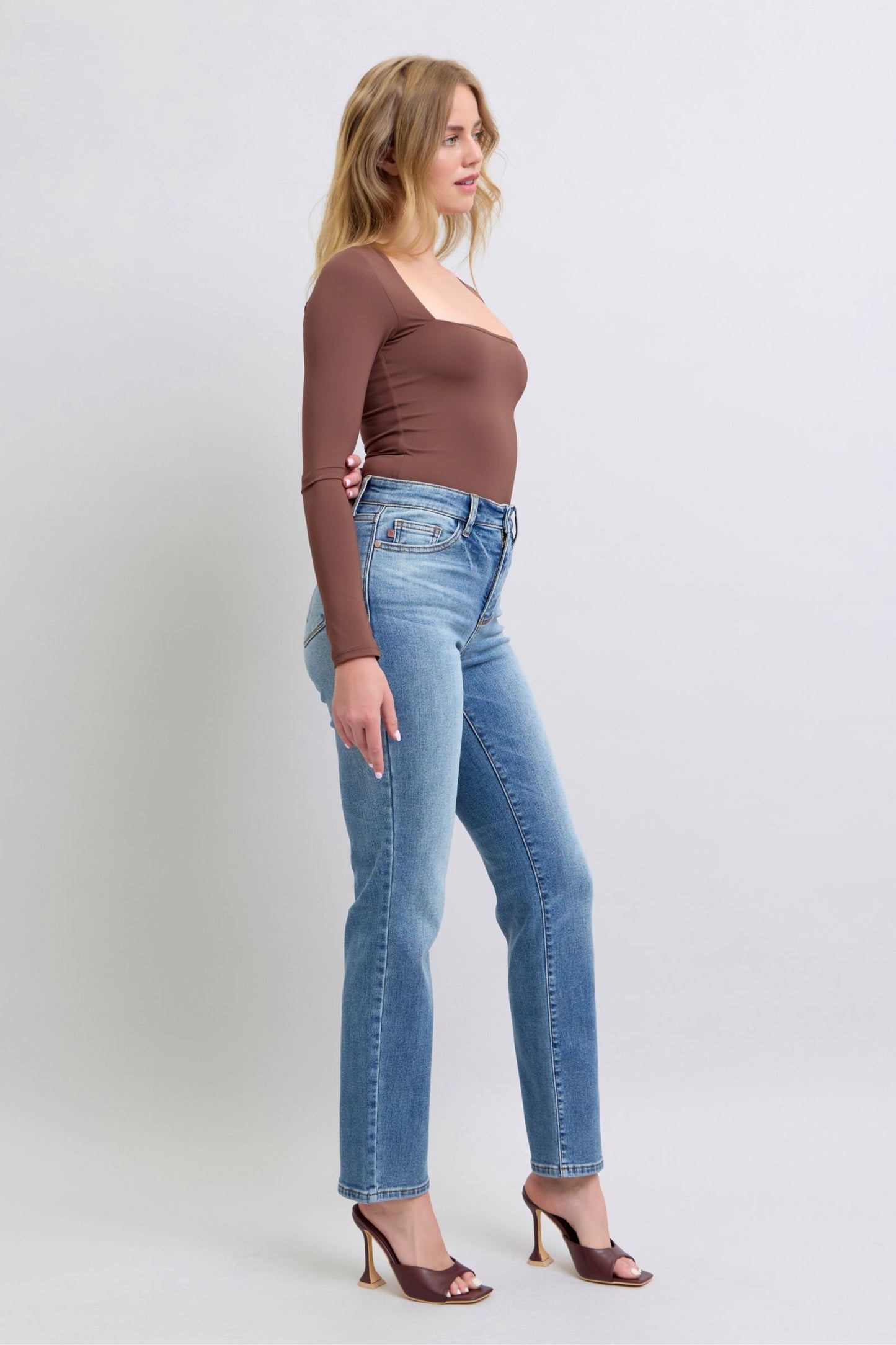Judy Blue Full Size Run Vintage Wash Thermal Straight Jeans - Scarlett's Riverside Boutique