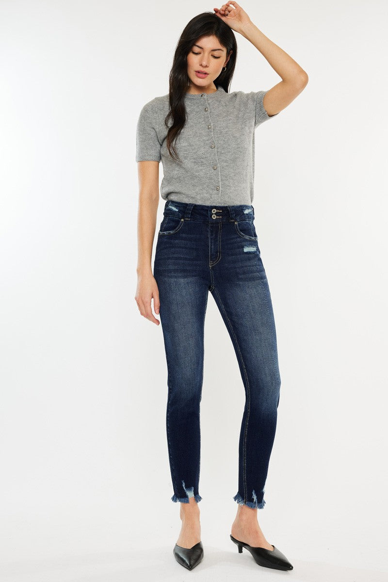 Kancan Full Size Raw Hem High Waist Jeans. Inseam 29" - Scarlett's Riverside Boutique