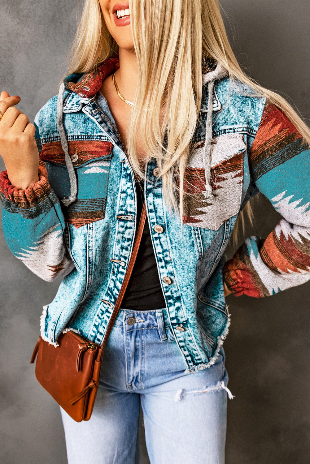 Drawstring Hooded Pocketed Denim Jacket - Scarlett's Riverside Boutique