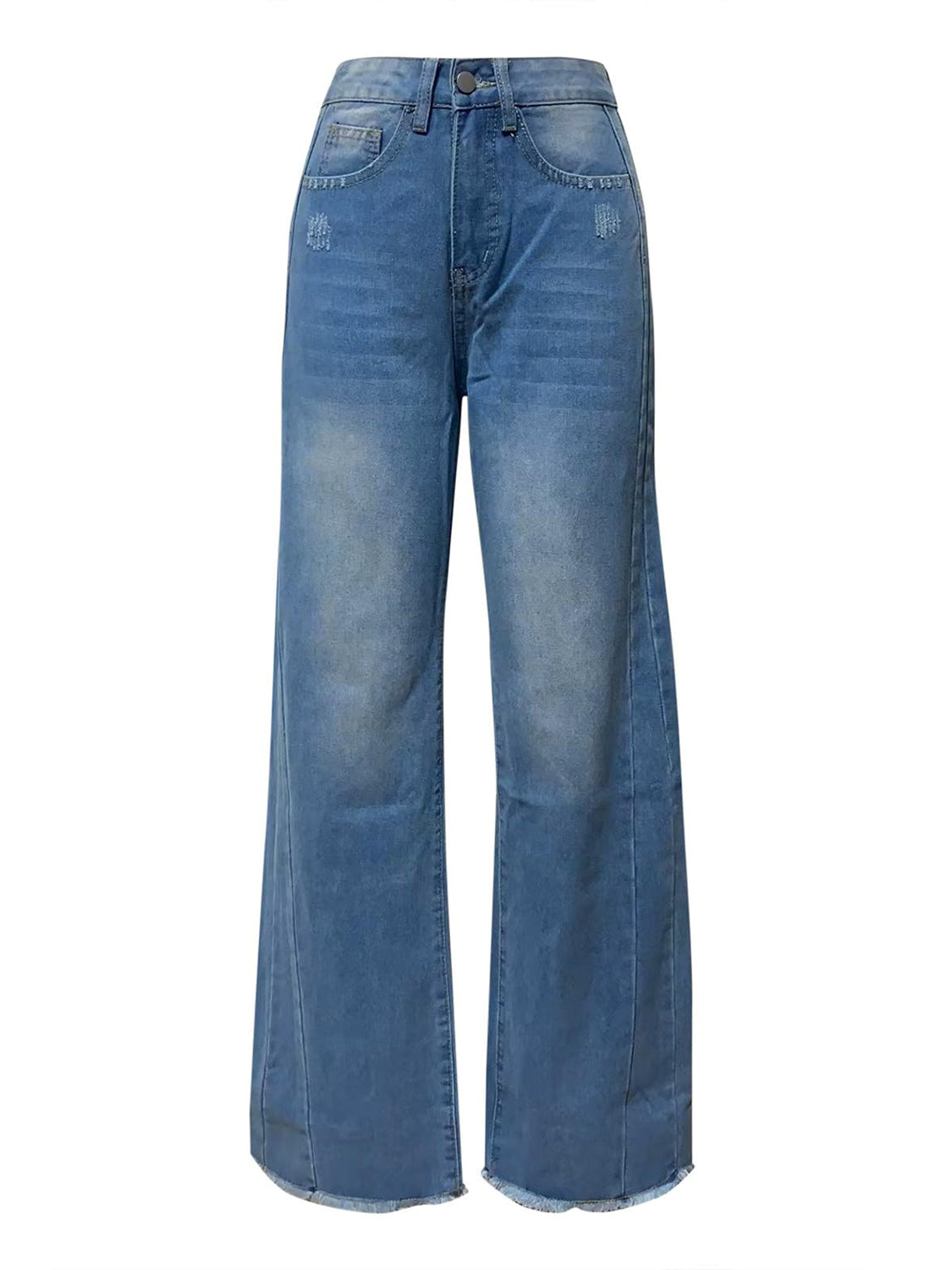 Raw Hem Wide Leg Jeans with Pockets - Scarlett's Riverside Boutique