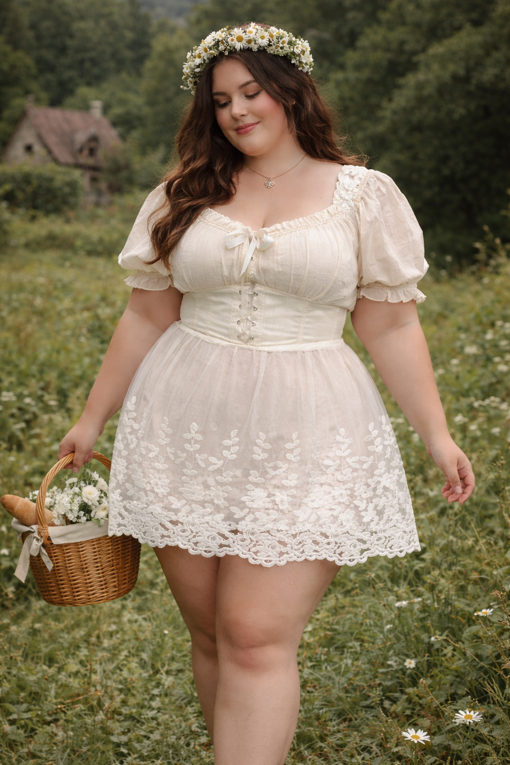 Size XXL White Lace Mesh Mini Skirt Sheer Floral Embroidered. #A87