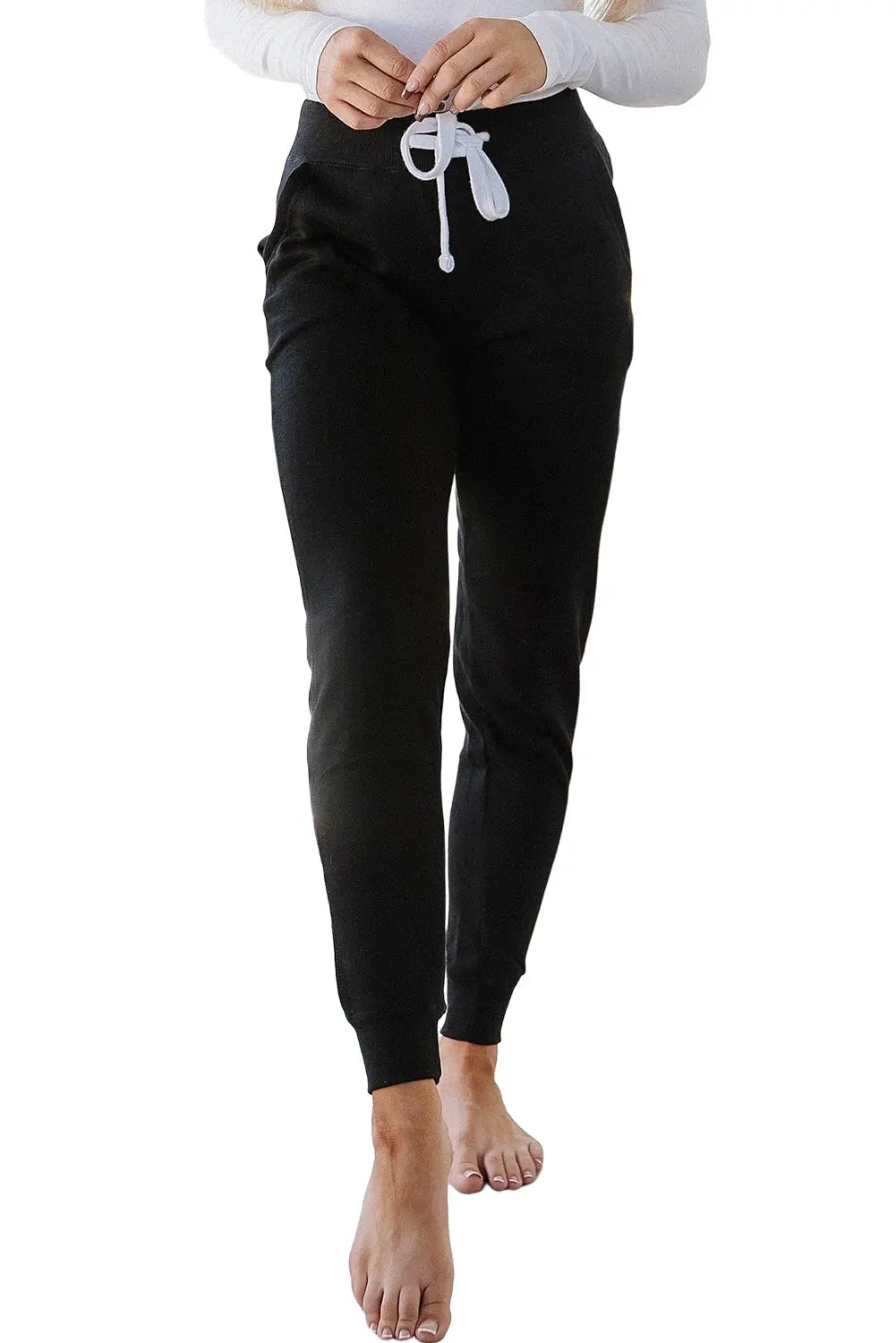 Black Drawstring Waist Pocketed Joggers - Scarlett's Riverside Boutique