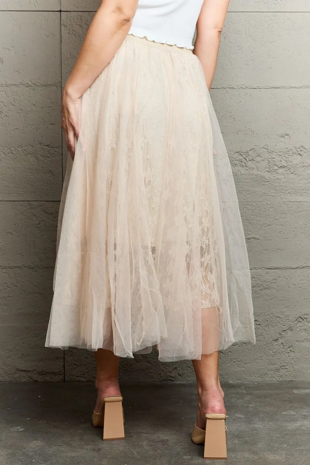 Ninexis Lace Flowy Midi Skirt - Scarlett's Riverside Boutique