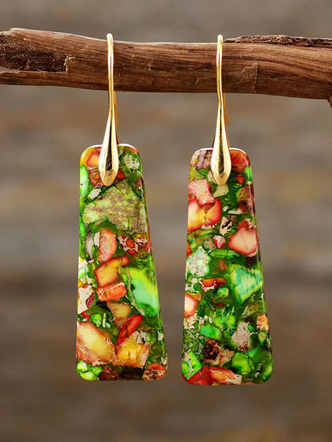 Geometrical Shape Imperial Jasper Dangle Earrings - Scarlett's Riverside Boutique