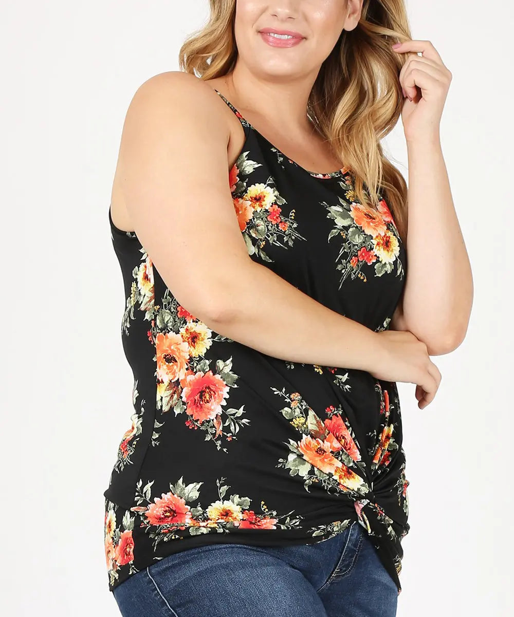 Plus Size Black Floral Top
