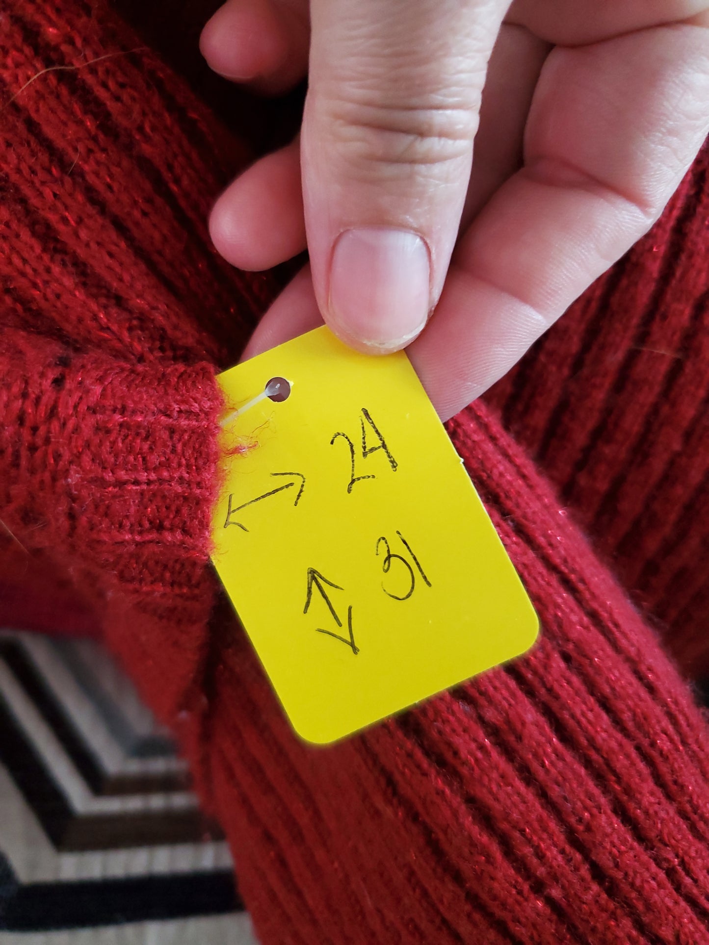 A.N.A Cozy Crochet V-Neck Knit Top – Deep Red Size 3XL. #68