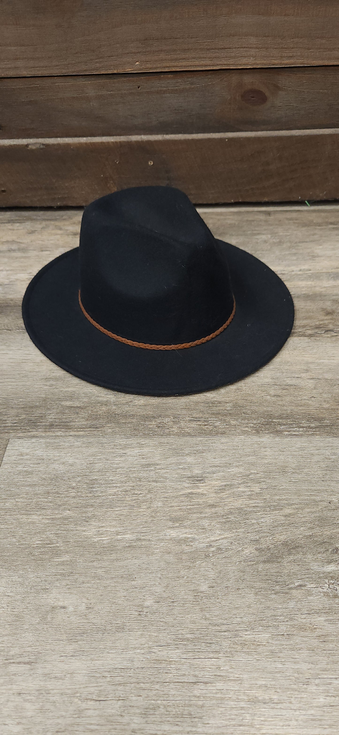Black Hat with Brown Trim - Scarlett's Riverside Boutique