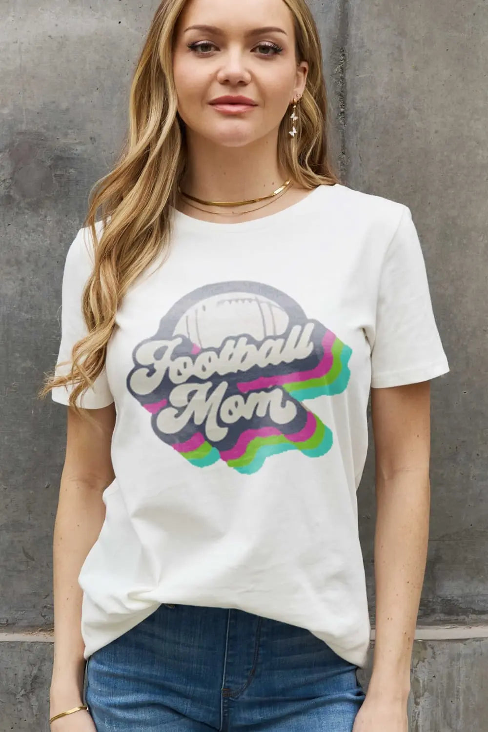 Simply Love Full Size FOOTBALL MOM Graphic Cotton Tee - Scarlett's Riverside Boutique