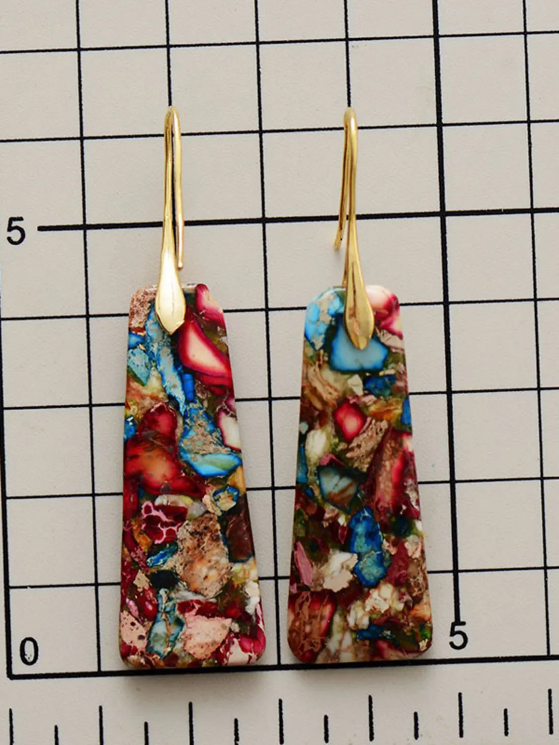 Geometrical Shape Imperial Jasper Dangle Earrings - Scarlett's Riverside Boutique