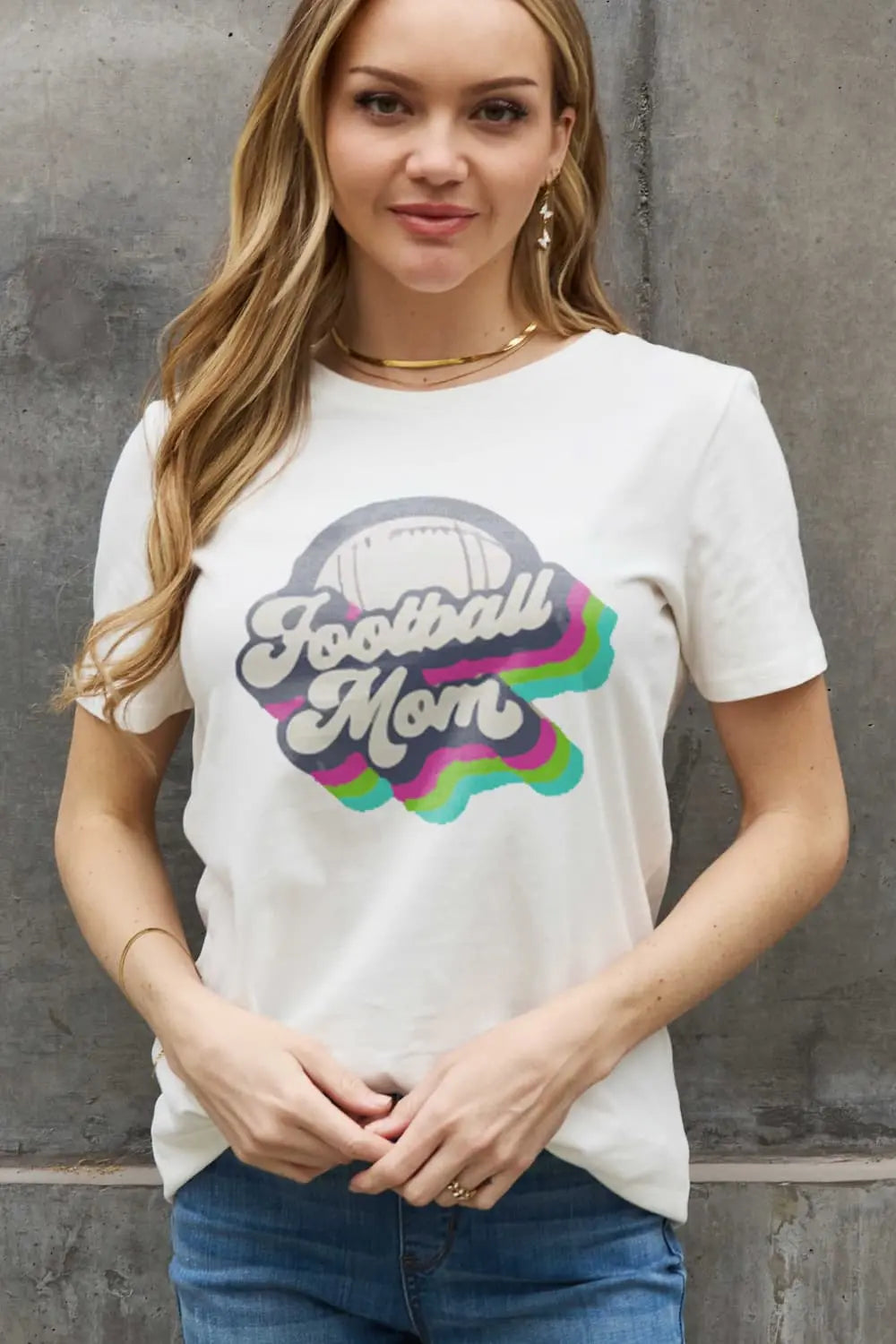 Simply Love Full Size FOOTBALL MOM Graphic Cotton Tee - Scarlett's Riverside Boutique