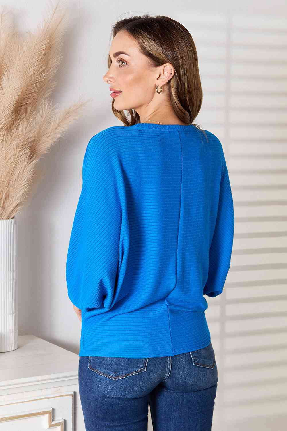 Zenana Full Size Round Neck Batwing Sleeve Blouse - Scarlett's Riverside Boutique