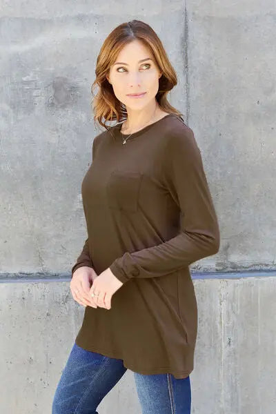 Basic Bae Full Size Round Neck Long Sleeve Top - Scarlett's Riverside Boutique