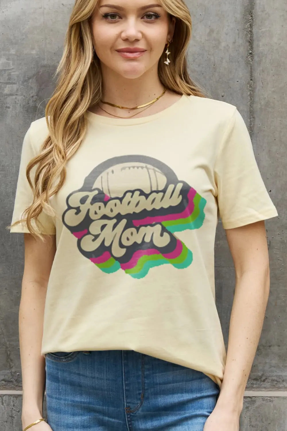 Simply Love Full Size FOOTBALL MOM Graphic Cotton Tee - Scarlett's Riverside Boutique