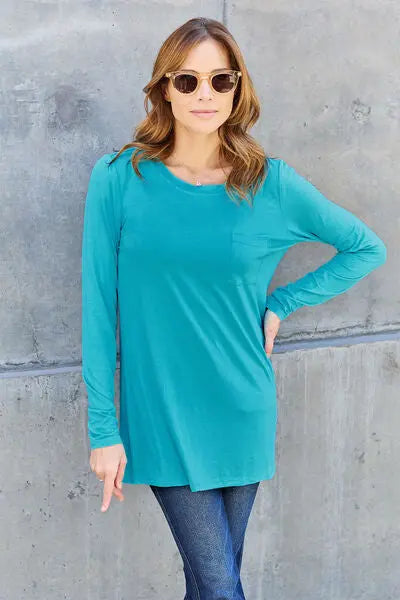 Basic Bae Full Size Round Neck Long Sleeve Top - Scarlett's Riverside Boutique