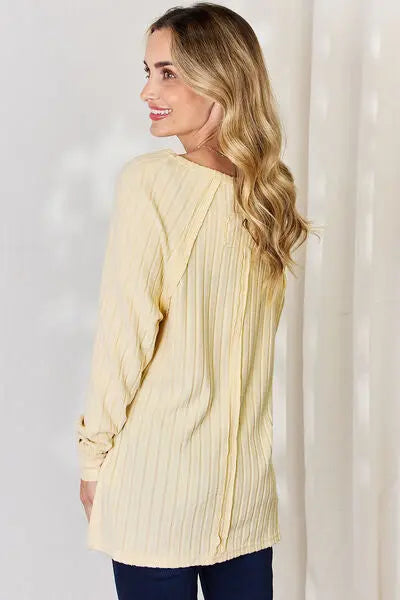 Basic Bae Full Size Ribbed Round Neck Slit T-Shirt - Scarlett's Riverside Boutique
