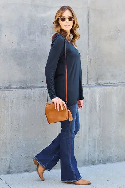 Basic Bae Full Size Round Neck Long Sleeve Top - Scarlett's Riverside Boutique
